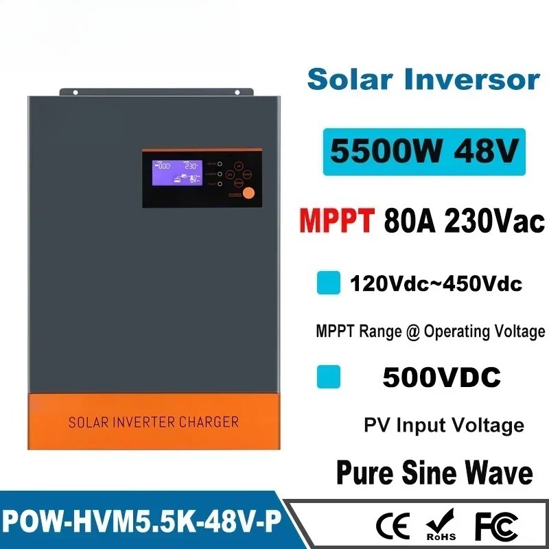 공장용 5.5KW 5.5KVA MPPT 80A 500V - Hybrid Solar Inverter 5.5Kw Mppt 48V 리뷰 및 가격