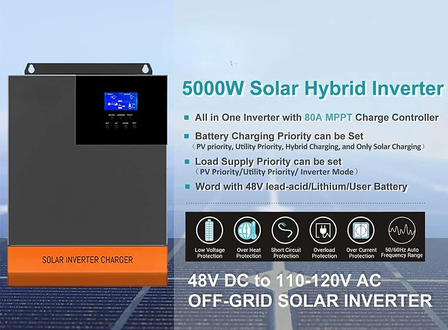 5.5kW MPPT 100A 광학 220V 48V 55 - Hybrid Solar Inverter 5.5Kw Mppt 48V 리뷰 및 가격