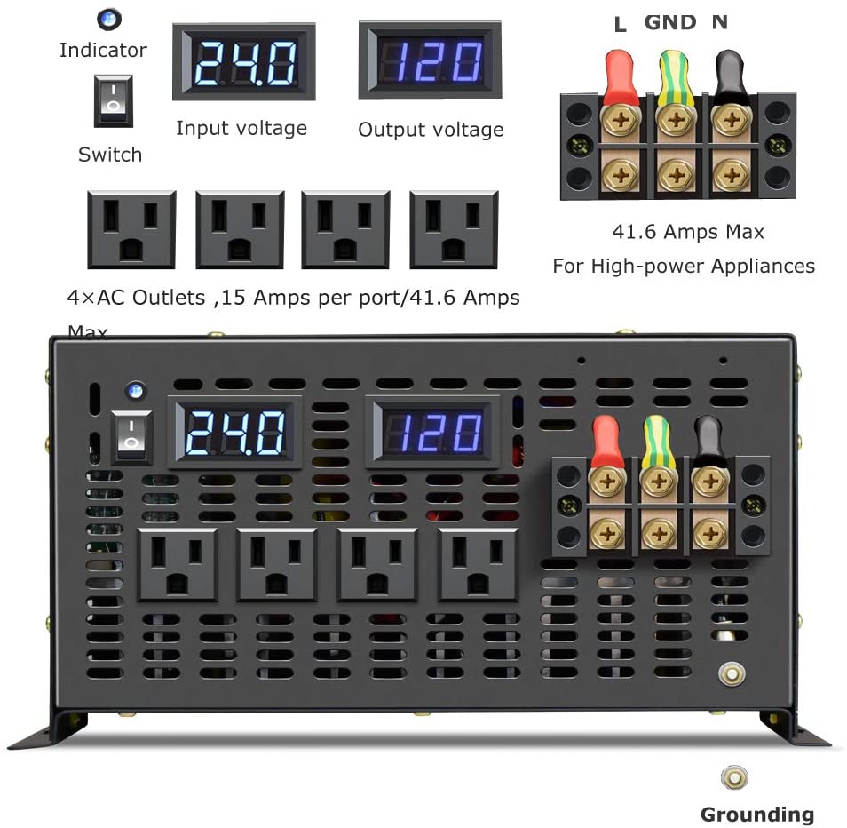 오프 그리드 순수 사인파 태양광 인버터 24V에서 22 - Pure Sine Wave Inverter 5000W 48V 220V 리뷰 및 가격