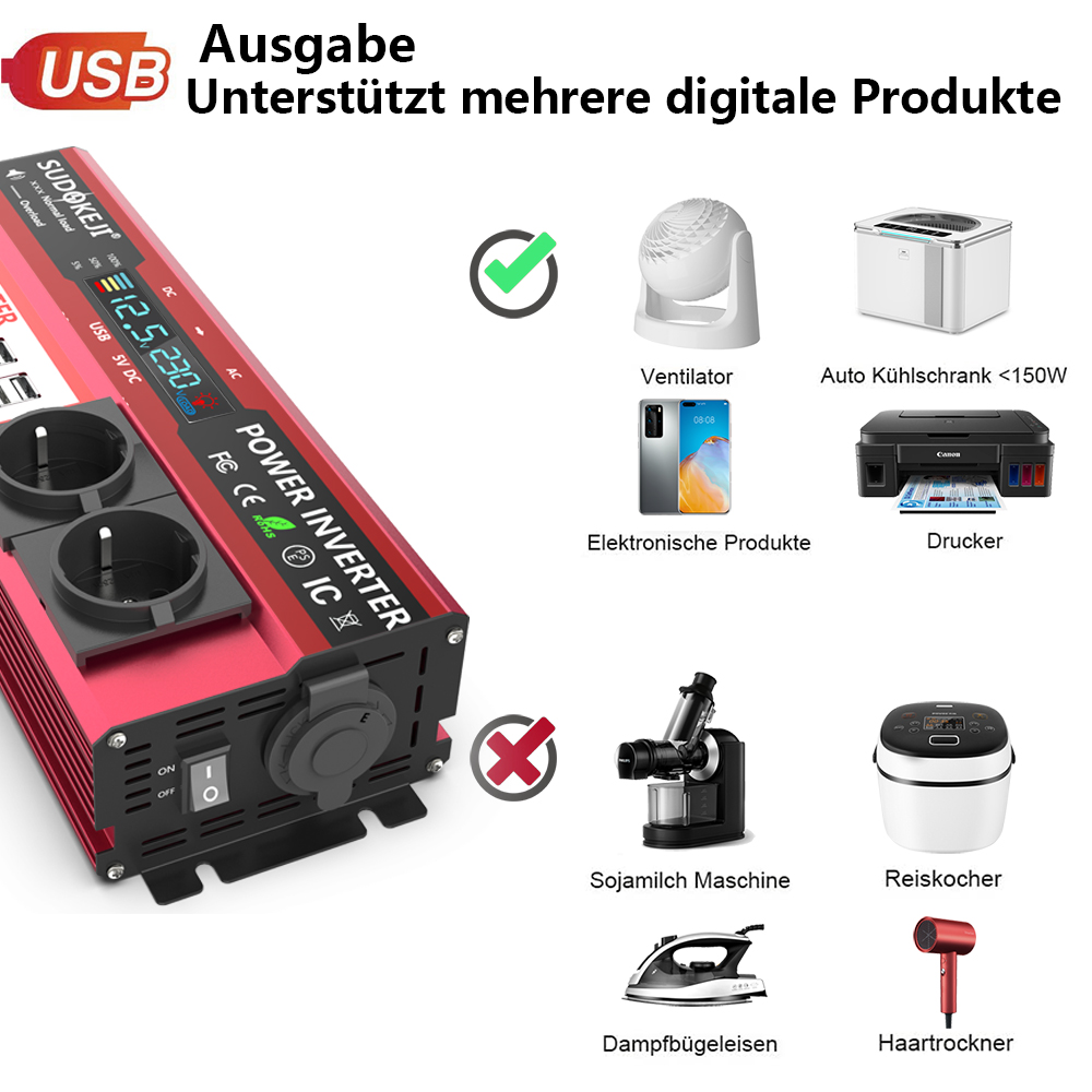 12V에서 220V로 변환하는 4000W 피크 출력 인 - Power Inverter 12V 220V 4000W Continuous 리뷰 및 가격