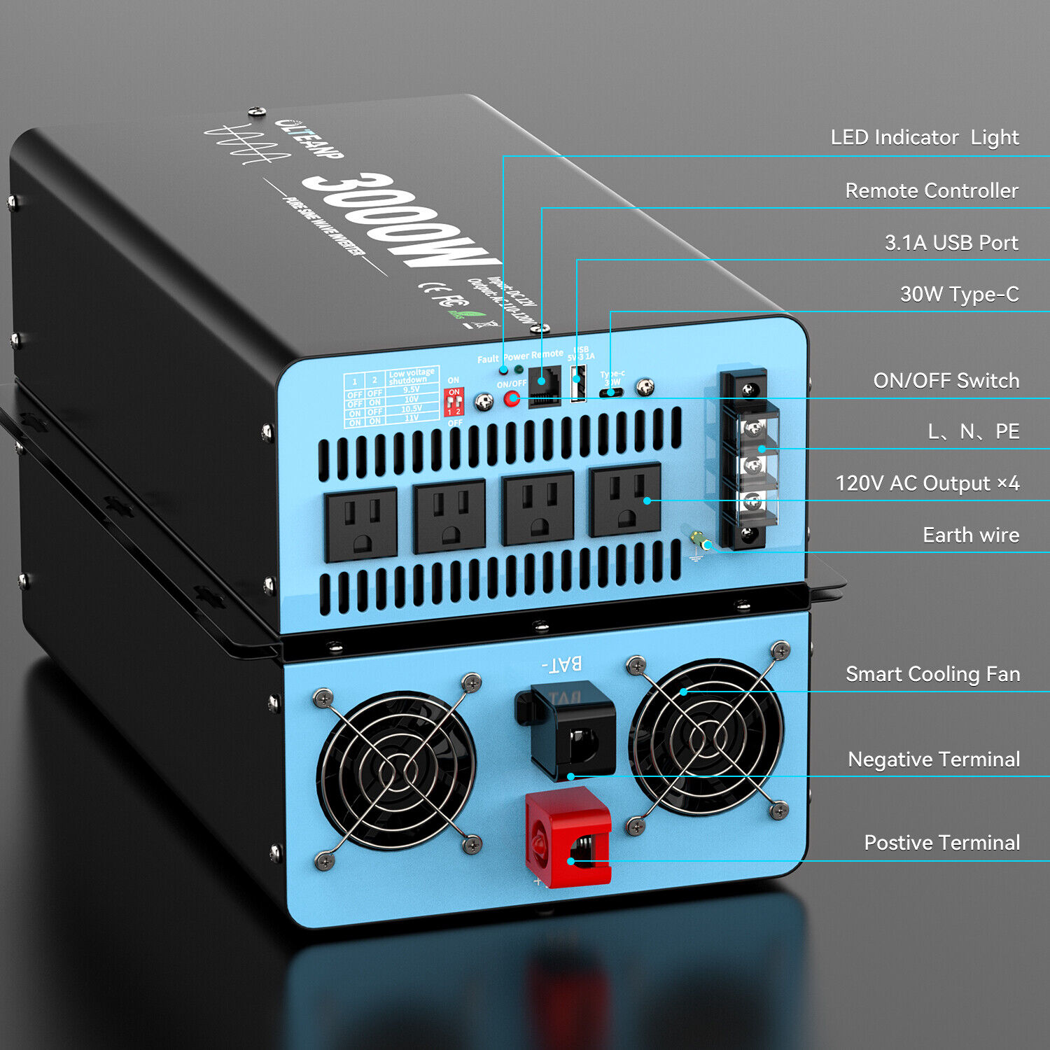 3000W 순수 사인파 전력 인버터, 12V DC를 1 - Inverter Pure Sine Wave 60Hz 120V 3000W 리뷰 및 가격
